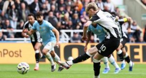 Newcastle United vs Manchester City: A Thrilling Premier League Encounter Anthony Gordon strikes home Newcastles second-half penalty