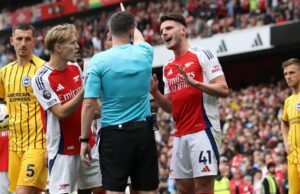 Referee Kavanagh was right to send Declan Rice Off – The Key Match Incidents panel has ruled Declan Rise First Red Card vs Brighton