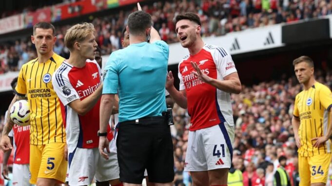 Declan Rise First Red Card vs Brighton