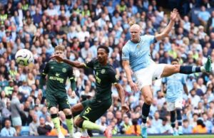Man City triumph over Brentford with Haaland’s Brace Haaland scores against Brentford almost getting a third hat-trick.
