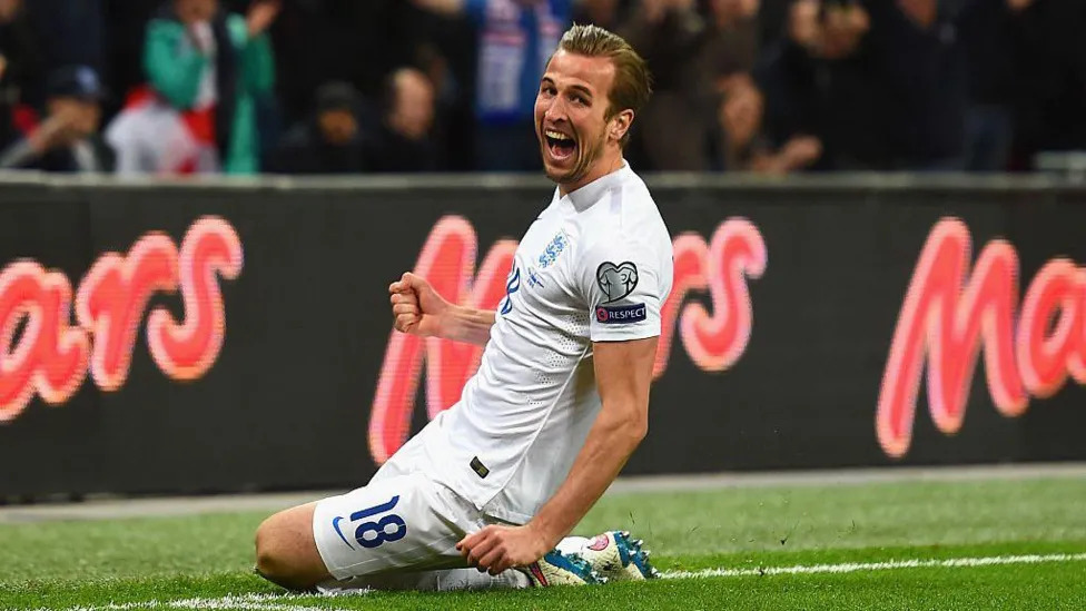 Harry Kane Celebrates Scoring His Debut Goal for England