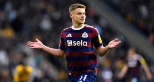 Harvey Barnes Strike Gives Newcastle A Deserved Win At The Molineux Stadium Harvey Barnes celebrates after scoring the winner against Wolves