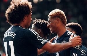Manchester United Triumphs Over Southampton with a 3-0 Victory Rashford celebrates after scoring against Southampton.