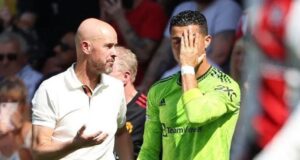 Erik ten Hag rejects Ronaldo’s criticism over ambition of Man United Erik ten Hag and Ronaldo at a past United game