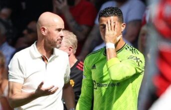 Erik ten Hag rejects Ronaldo’s criticism over ambition of Man United Erik ten Hag and Ronaldo at a past United game