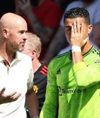 Erik ten Hag rejects Ronaldo’s criticism over ambition of Man United Erik ten Hag and Ronaldo at a past United game