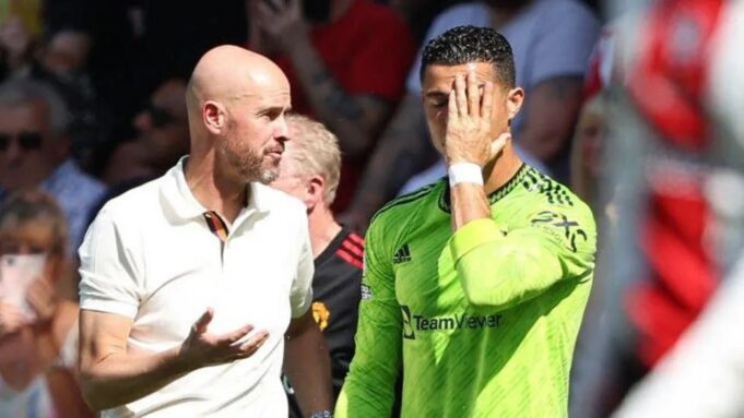 Erik ten Hag and Ronaldo at a past United game