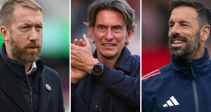 Who might replace Erik Ten Hag as Man Utd manager? (L-R) Graham Potter, Thomas Frank and Ruud van Nistelrooy are among the potential contenders to replace Erik ten Hag as Manchester United manager