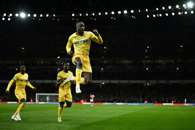 Jean-Philippe Mateta celebrates scoring in Arsenal 2-2 Crystal Palace Jean-Philippe Mateta celebrates scoring in Arsenal 2-2 Crystal Palace