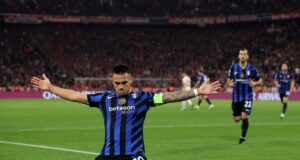 Inter Milan Edge Bayern Munich in San Siro Thriller to Book Champions League Semi-Final Spot Lautaro Martinez of FC Internazionale celebrates scoring his team's first goal