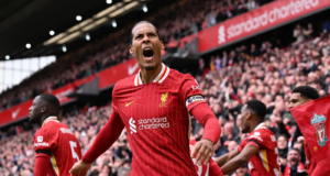 Liverpool captain Van Dijk nets DRAMATIC late winner as the Reds move 13 points clear Van Dijk celebrates a late goal for Liverpool against West Ham
